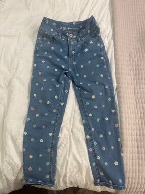 No Boundaries Blue Skinny Jeans with Pastel Floral Print